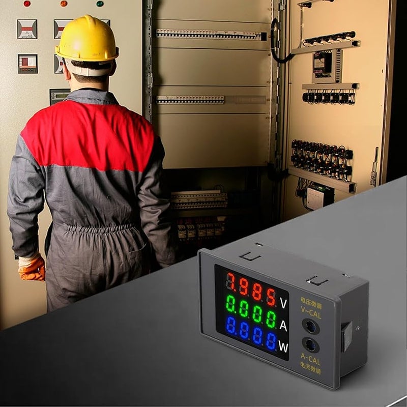 Digital Power Meter DC 0 100V 10A 1000W Voltage Current Measurement Real Time Display Fine Tuning Red Green Blue - Image 3